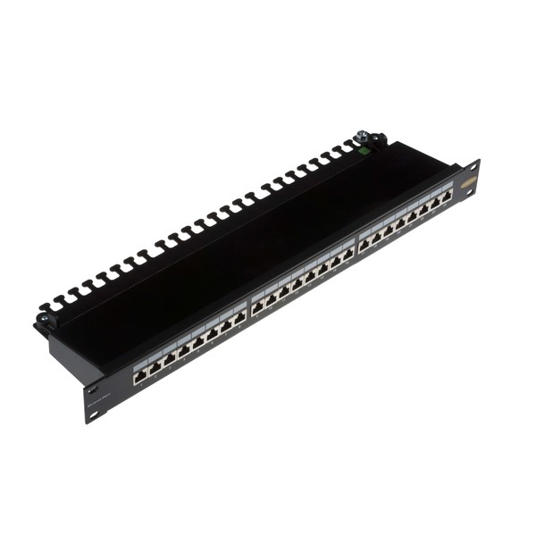 LEVITON CAT6PLUS 24 PORT SCREENED PATCH PANEL 1U LSA IDC 568A-B WIRED BLACK WITH CABLE MANAGEMENT